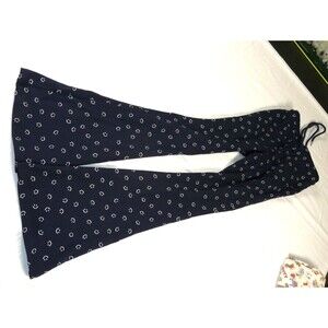 Minjiena Smile Boot Cut Pants Nave Blue Drawstring Women's Size S Small